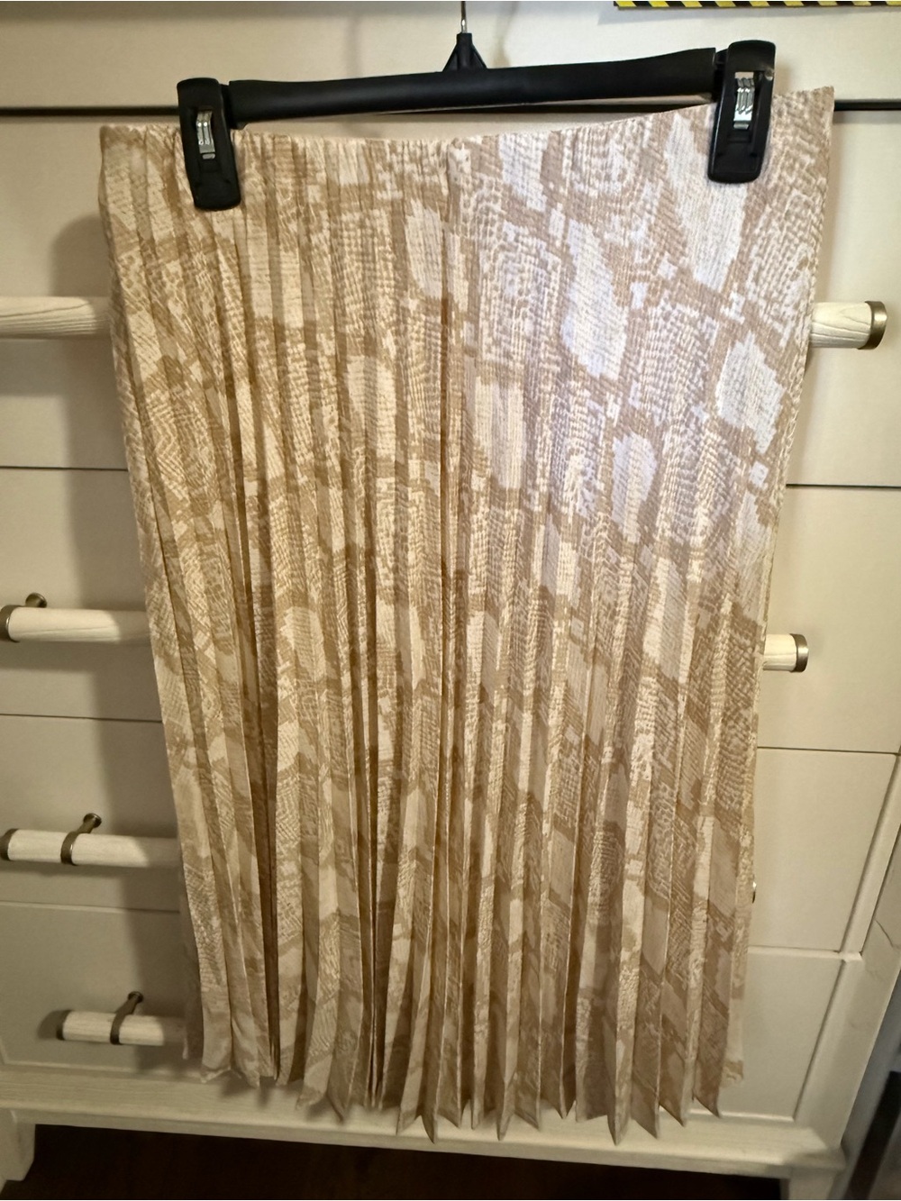 Worthington Beige Snake-Print Pleated Midi Skirt
